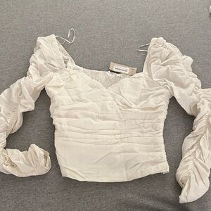 Astr Cream Ruched Blouse